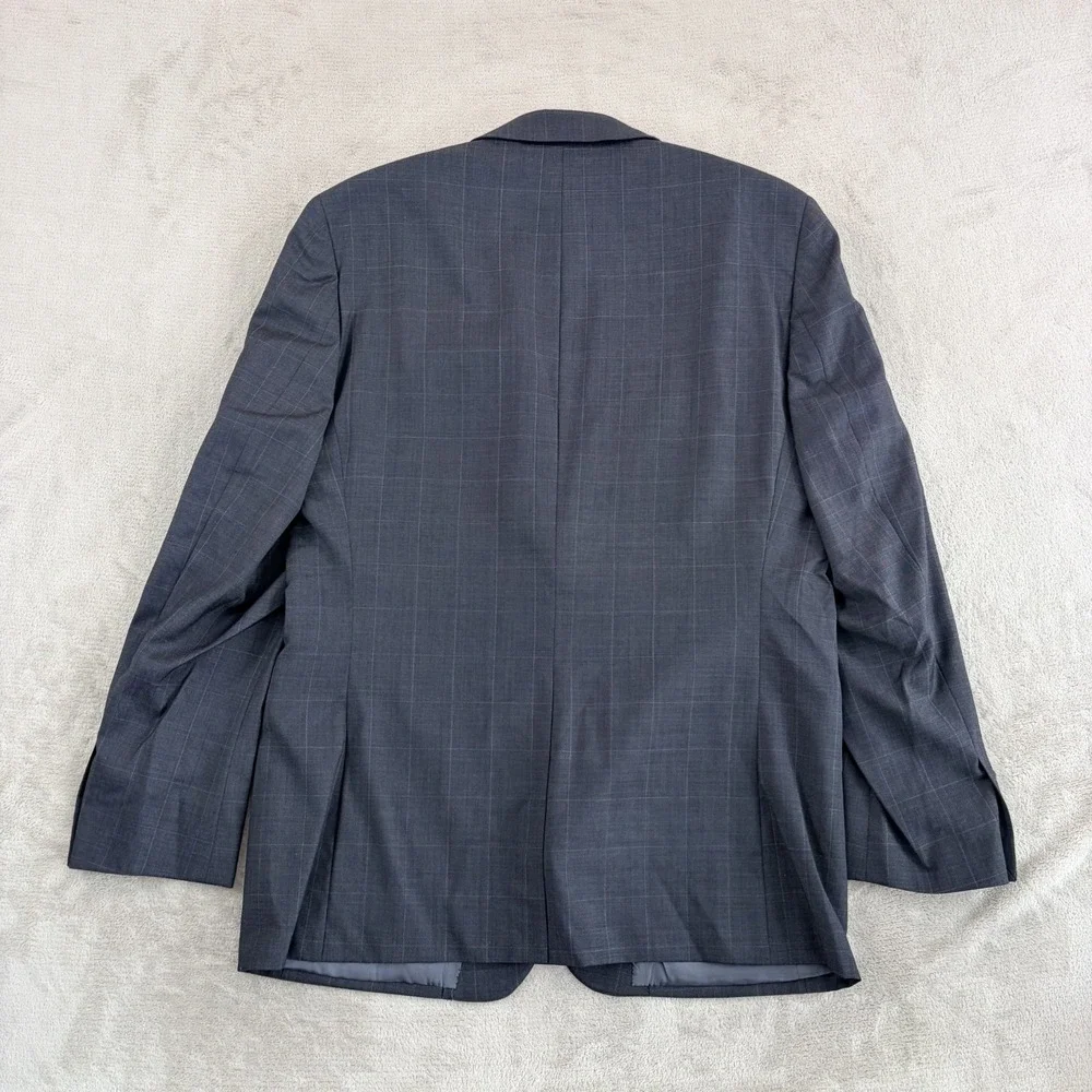 Ralph Lauren RL Blazer Jacket Sport Coat Grey Windowpane 100% Wool Men 42R